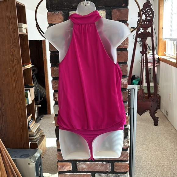 Express Pink Ruffled Asymmetrical Tank Top - Picture 2 of 6